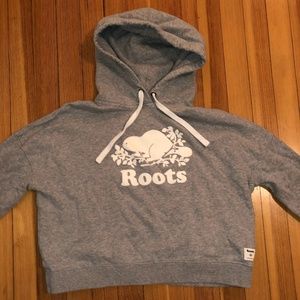 Roots Cropped Grey Hoodie